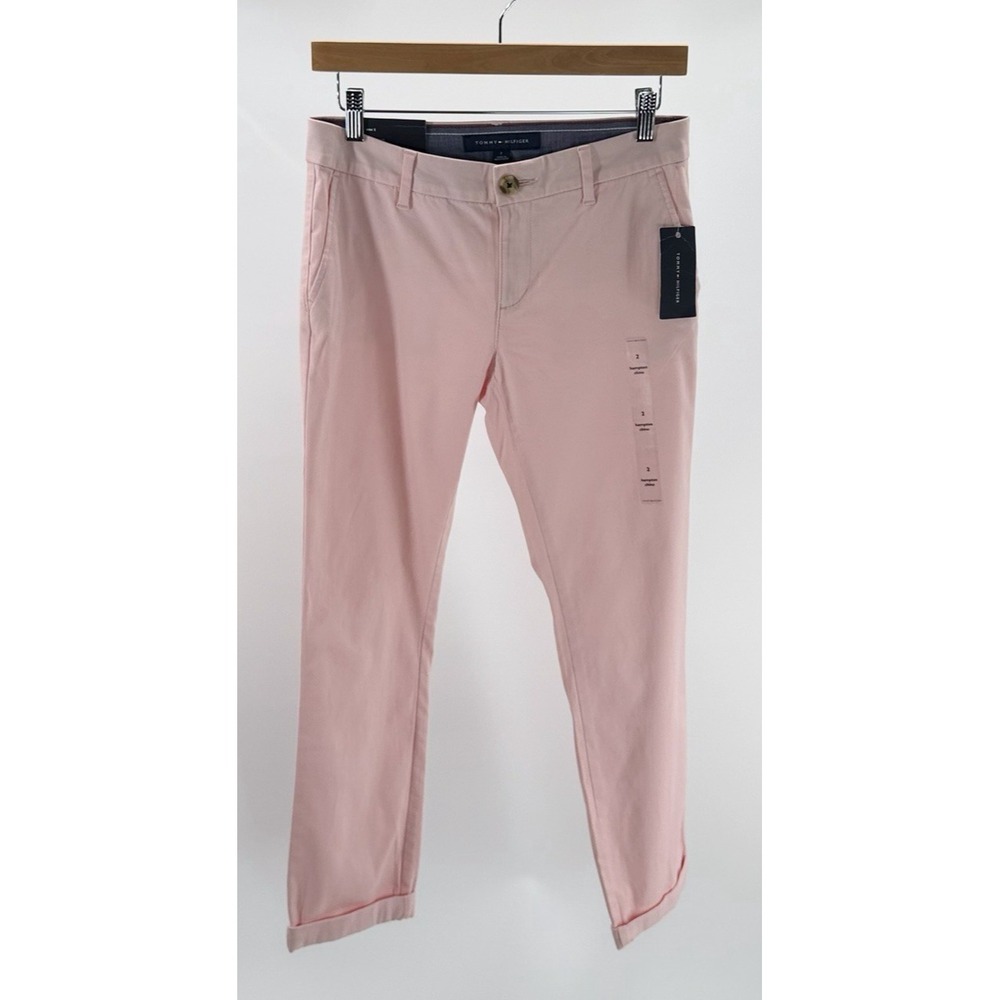 Tommy Hilfiger Women's Rolled Hem Straight Leg Hampton Chino Pink Size 2